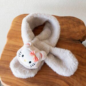 Kids Hello Kitty Plush Faux Fur Scarf 30x4 Pink Bow Soft Winter Wrap